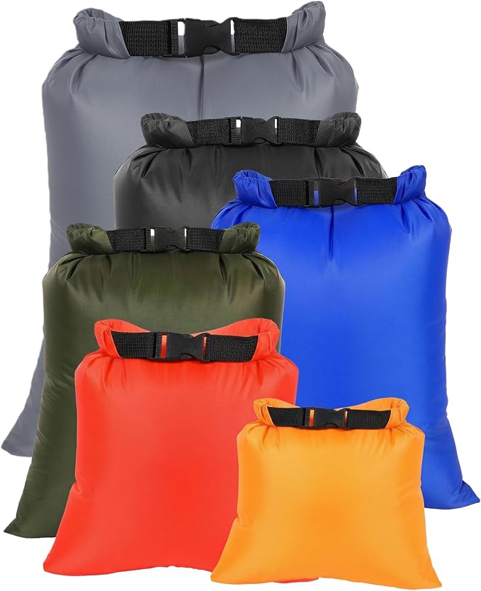 Dry Bags Waterproof Set, 6-Pack Ultralight Waterproof Bags Small Stuff Sack Water Proof Bag Dry Sacks, Outdoor Dry Bag Keep Gear Dry for Backpacking Hiking Boating Camping Travel