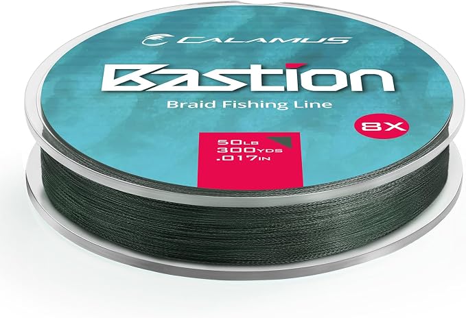 Calamus Bastion Braided Fishing Line -Abrasion Resisting Braided Lines – Thin Diameter Superline – Zero Stretch – 4 Strand MultiTuf Fiber Braid Line