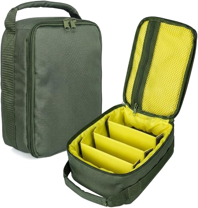 Fishing Tackle Bag Waterproof Fishing Bags Portable Fishing Reel & Gear Bag with 3 Adjustable Dividers for Spinning Baitcasting Fly Reels (Army Green)