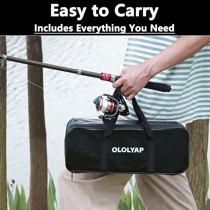 Fishing Pole Combo Set 6.9ft Telescopic Fishing Rod and Reel Combo with Fishing Pliers and Lip Gripper Collapsible Fishing Rod and Reel Kits for Bass Sea Saltwater Freshwater