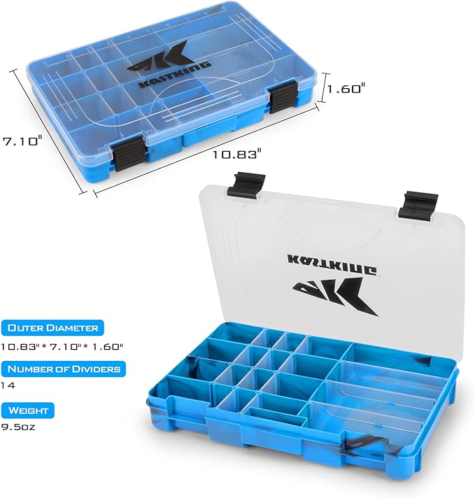KastKing Tackle Boxes, Plastic Box, Plastic Storage Organizer Box with Removable Dividers - Fishing Tackle Storage - Box Organizer - 2 Packs /4 Packs Tackle Trays - Parts Box