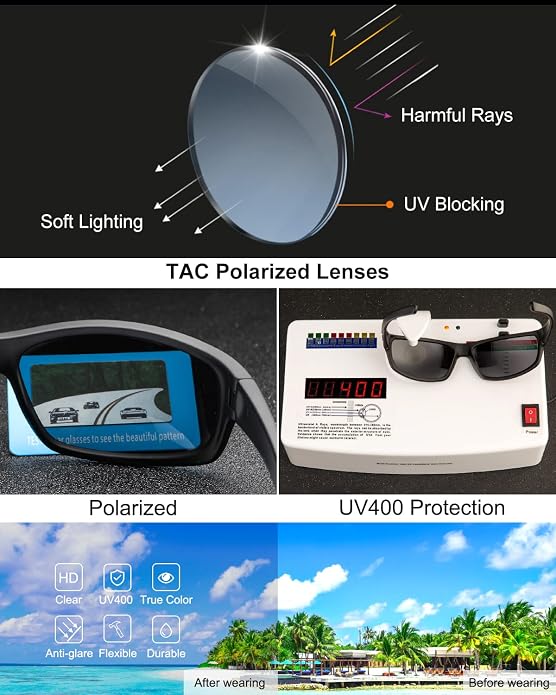 BEALER Polarized Sports Sunglasses for Men Lightweight TR90 Frame Sun Glasses Driving Cycling Fishing UV Protection Shades
