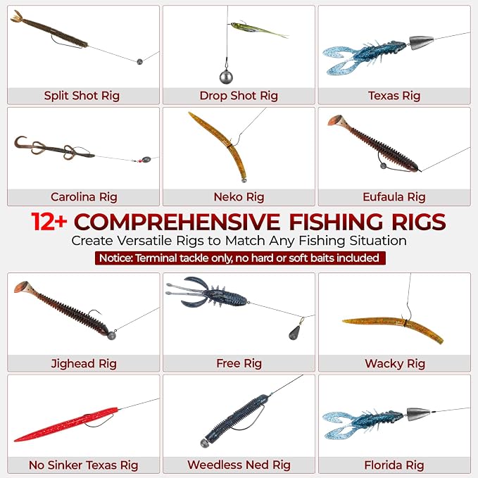 MadBite by KastKing 182/265/400pcs Compact Fishing Tackle Kit - All-in-One Freshwater Hooks, Weights, Bobbers in Tackle Box, Fishing Gear Set for Bass Trout Panfish