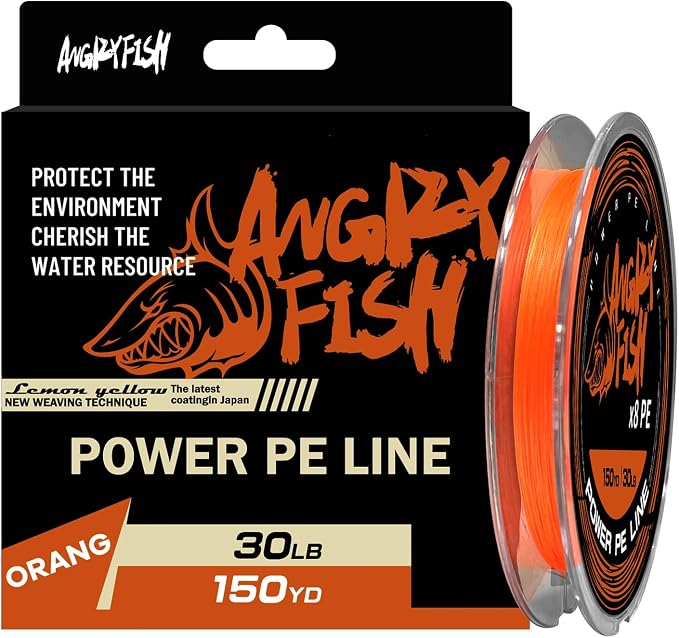 ANGRYFISH 8 Strand PE Braided Fishing Line - High-Visibility to Anglers, Invisible to Fish - Ultra-Strong & Abrasion Resistant - Thinner Diameter for Longer Casts - Pink/Orange - Saltwater/Freshwater