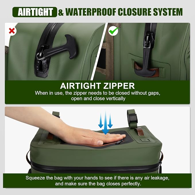 Goture Waterproof Fishing Waist Pack,IPX8 840D TPU Large Tackle Bag with Rod Holder,Airtight Zipper Closure,Detachable Water Bottle Holder, 10L Fly Fishing Bag with Adjustable Strap,Sling Fanny Pack