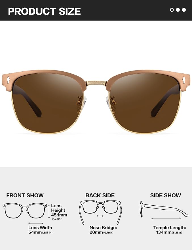 BIRCEN Mens Polarized Sunglasses for Driving: Al-Mg Metal UV Protection Sun Glasses Square Shades for Fishing Travel 2026