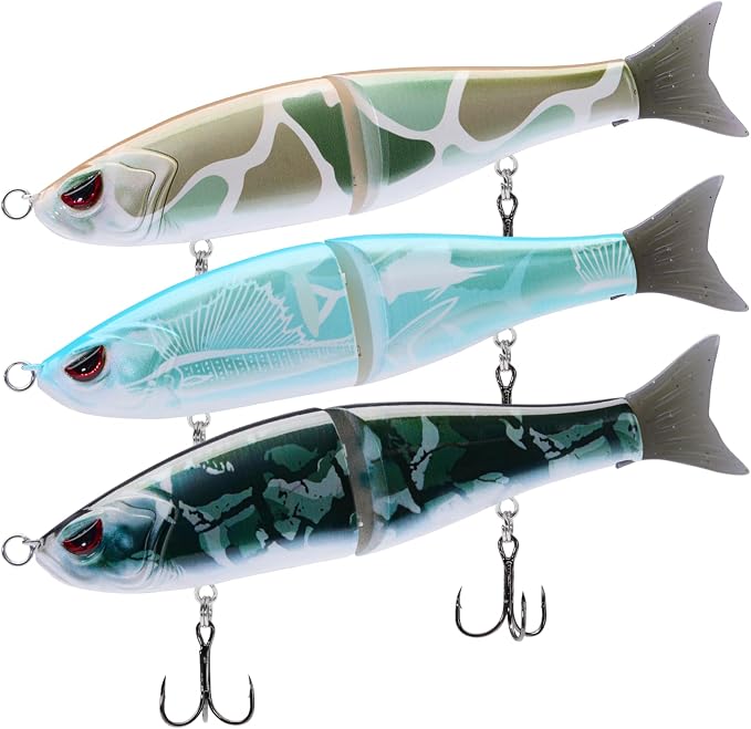 Bassdash SwimShad Glide Baits Jointed Swimbait Bass Pike Salmon Trout Muskie Fishing Lure,3-Pack
