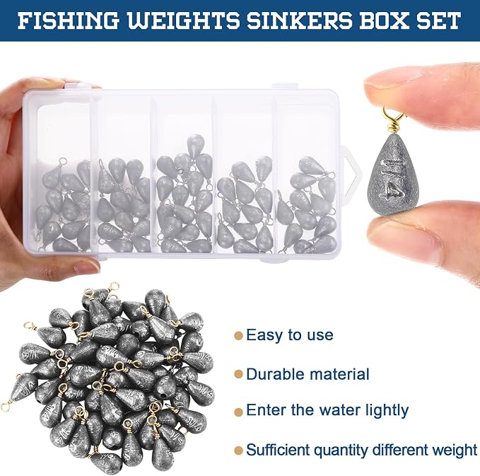 Bass Casting Swivel Bell Sinkers Fishing Weights Drop Shaped Fishing Sinkers Catfish Weights for Ocean Saltwater Surf Bass Casting Gear Tackle
