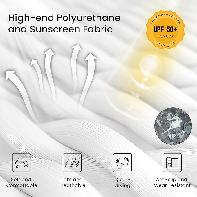 Pristis Half-Finger Fishing Gloves, UPF 50+ Breathable Quick Drying Fingerless Sun Gloves for Women Men, Fly Fishing Hunting Paddling Sailing Kayaking Hiking Canoeing Cycling