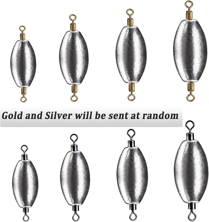 THKFISH Fishing Weights Inline Weights Trolling Sinkers Swivel Weights Quick Set Up Lead Fishing Sinker with Inner Swivel