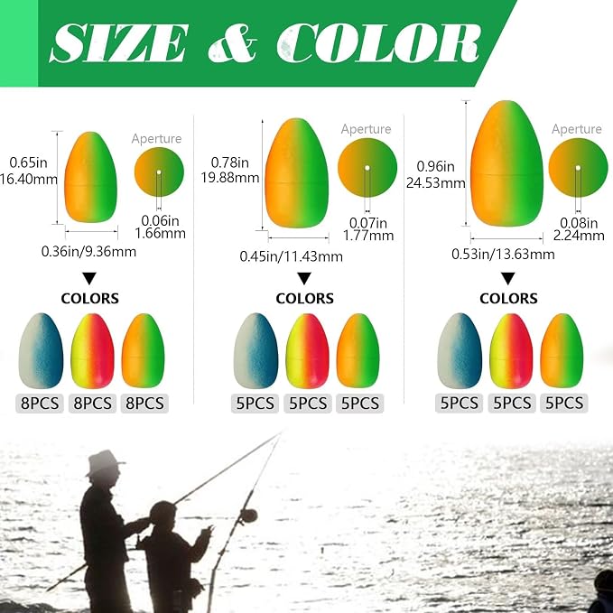 Dovesun 220/104/80/60/54/52/42pcs Pompano Rig Floats for Surf Fishing Foam Bobbers for Fishing Fly Fishing Bobbers Floats Bright Color Kit/Round/Cylindrical/Heart/Bullet/Pill/Spin Shape