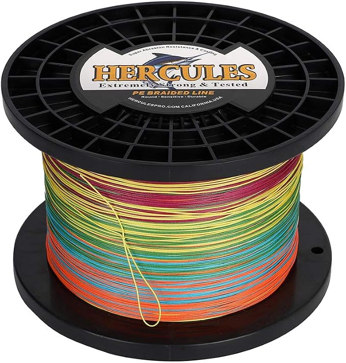 HERCULES Cost-Effective Super Cast 8 Strands Braided Fishing Line 10LB to 300LB Test for Salt-Water,109/328/547/1094 Yards(100M/300M/500M/1000M),Diam.#0.12MM-1.2MM,Hi-Grade Performance,Variety Colors