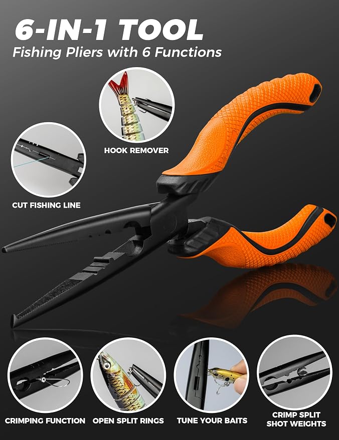 Fishing Tools Kit,Fishing Hook Remover Pliers, Fish Lip Gripper, Muti-Function Fishing Gear with Lanyard, Saltwater Resistant Fishing Accessories
