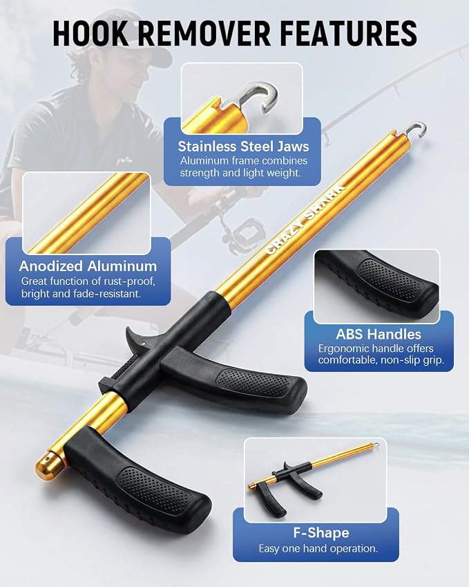 Fish Hook Remover Tool, Aluminum Fishing Hook Remover Extractor 13.6in