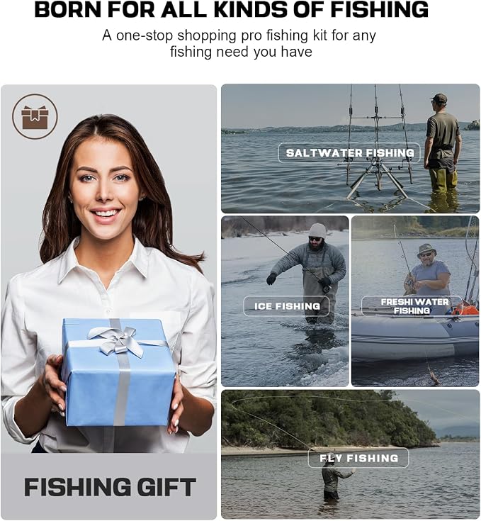 Sidomma Pro Fishing Gear and Equipment Tools Accessories Kit with Fishing Pliers Fillet Knife Scissors Fish Lip Gripper Fish Ruler Fishing Gifts for Men Saltwater Fishing Fly Fishing Ice Fishing