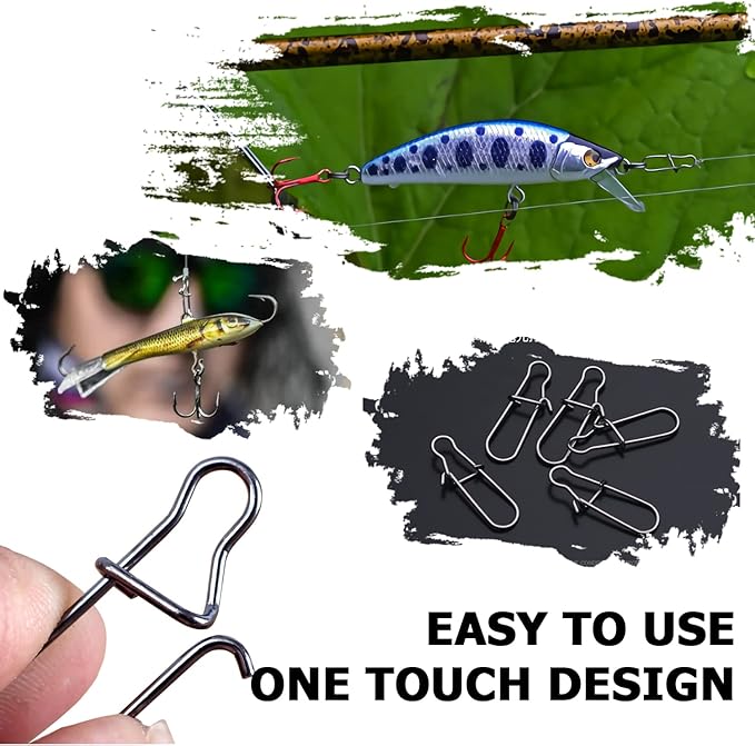 Atibin Duo Lock Fishing Snap Stainless High Strength Fishing Snap Swivel Quick Change Fishing Snap Clip Black Nickel 24lb-209lb