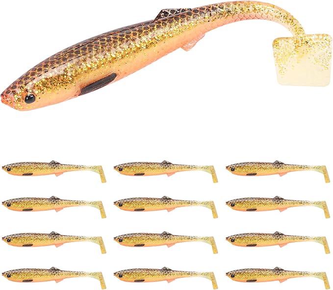 TRUSCEND Shadtale Easy Catch Soft Fishing Lures, Unique Vibration and Action for Various Rigs, Paddle Tail Swimbaits Trailer for Bass, Trout, Crappie, Walleye, Redfish, Saltwater & Freshwater Fishing
