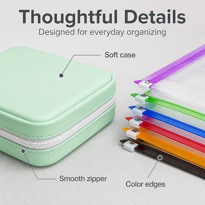 A8 Waterproof Pill Pouch Set, Large Two Weekly Pill Organizer with 14 Color-Coded Pouches, Reusable Travel Medicine Organizer, Zippered Pill Storage Case for Fish Oil, Vitamins & Supplements