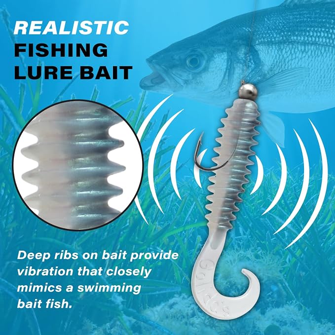 Galida's Grubz Soft Plastic Fish Bait Lures for Fishing | Fishing Bait Lure with Deep Ribs | Great for Beginners and Advanced Fishermen