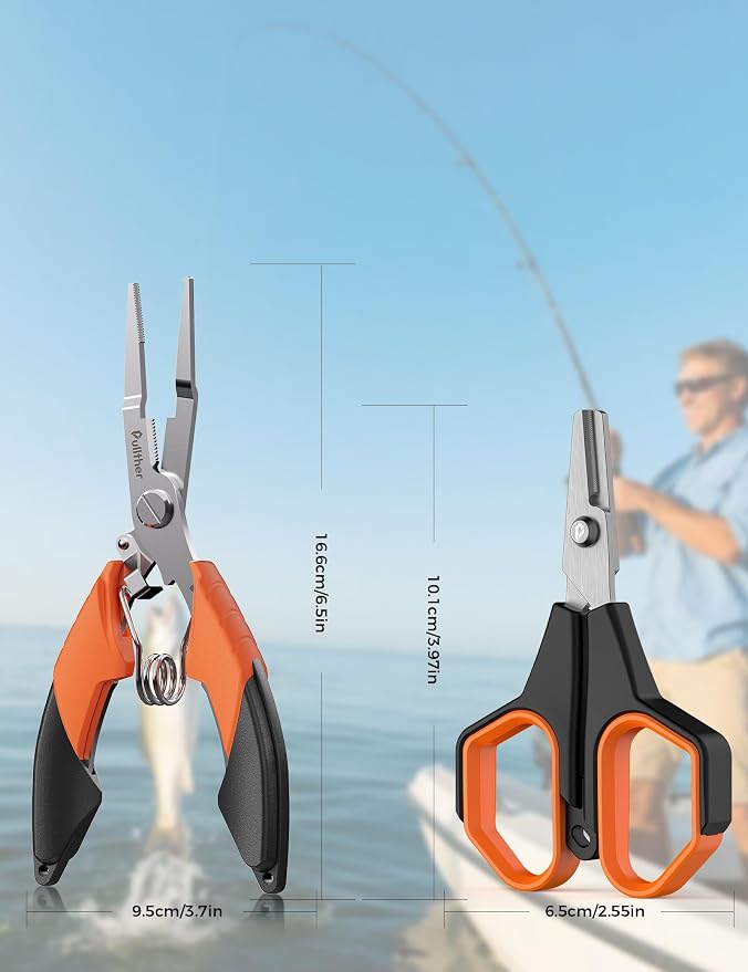 Fishing Tools Kit, Fishing Pliers,Fishing Scissors, Fishing Line Cutter for Braided Fishing Line,Fishing Gear with Lanyard