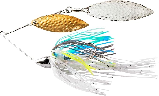 War Eagle Custom Lures Nickel Frame Hammered Double Willow Spinnerbait Sexy Shad Skirt 1/2 oz.