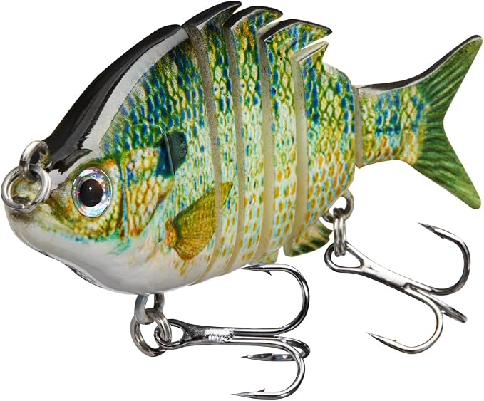 Bassdash SwimPanfish 0.34oz Hard Swimbaits Multi Jointed Topwater Trout Bass Fishing Crank Lure for Freshwater and Saltwater