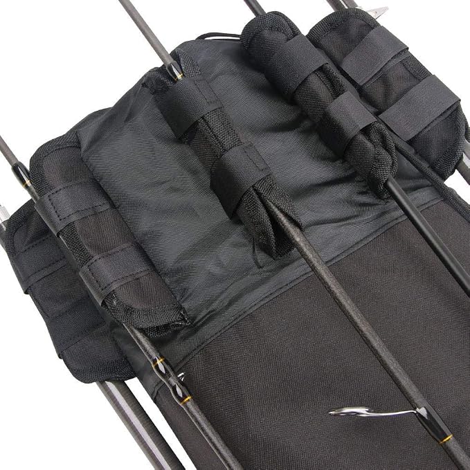 Multifunction Fishing Pole Bag - Waterproof Rod Reel Bag Carrier Case, Durable Canvas Tackle Large Storage Gift for Men Travel, Black