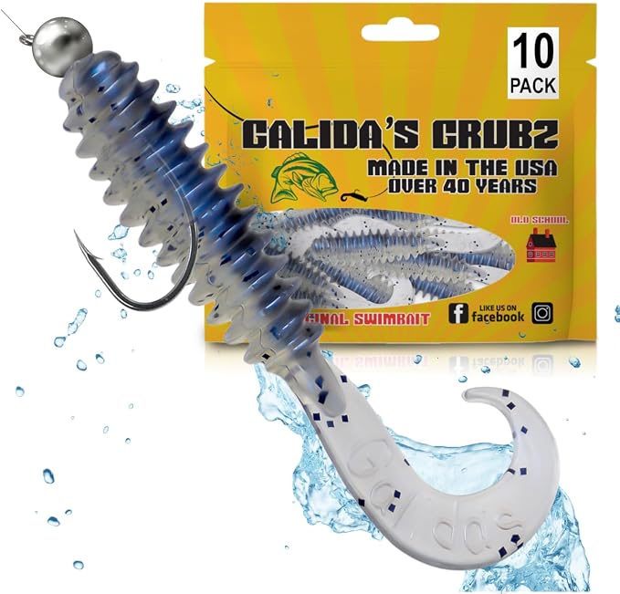 Galida's Grubz Soft Plastic Fish Bait Lures for Fishing | Fishing Bait Lure with Deep Ribs | Great for Beginners and Advanced Fishermen