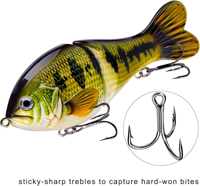 Glide Bait, Slow Sinking Swimbait, Topwater Hard Lures for Bass Catfish,Pike Perch, Freshwater or Saltwater