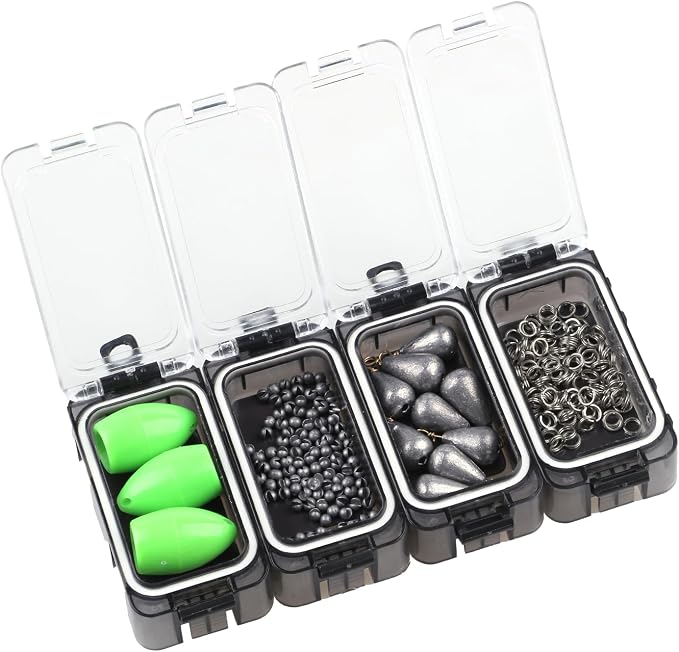 Tackle Box Organizer - 4PC Small Boxes with Magnetic & Waterproof Tackle Trays, Luminous Tackle Storage System, Portable Customizable Compartments for Fishing Gear Organization On-the-Go (Anglers)
