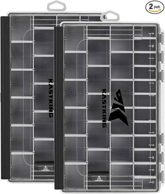 KastKing HyperSeal Waterproof Tackle Box, 3600 and 3700 Tackle Trays, Fishing Tackle Box Organizer with Removable Dividers, Lure Box and Terminal Tackle Storage,Black