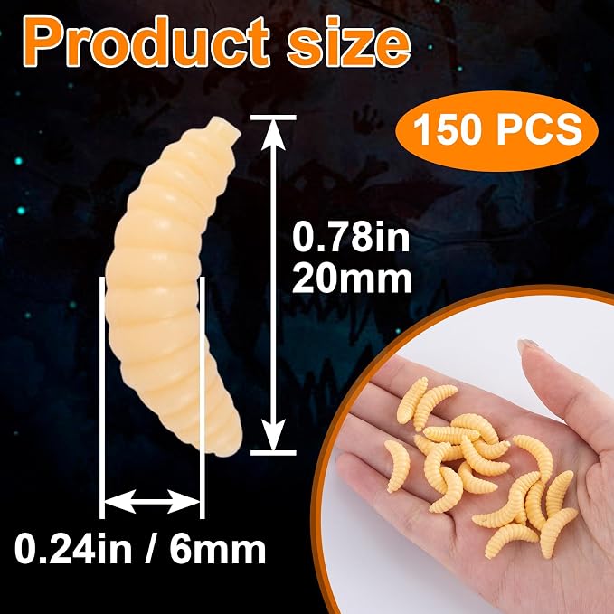 Fake Worms for Fishing, Soft Bass Realistic Maggots Baits Bread Worm Fishing Lure, False Wax Worm