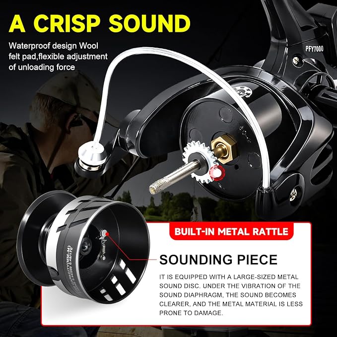 Sougayilang Freshwater Spinning Fishing Reel - 5.0:1/4.7:1 Gear Ratio, 22LBs Max Drag, Carbon Fiber & CNC Aluminum Spool,3000、4000、5000、6000、7000Series