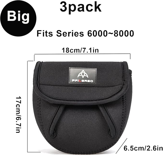 3Pcs Fishing Spinning Reel Covers Bag Baitcasting Trolling Fishing Reel Protective Case Pouch Sleeve Gloves Fishing Bags Fits 1000-8000 Series Reel 3Size (Big-3Pack)