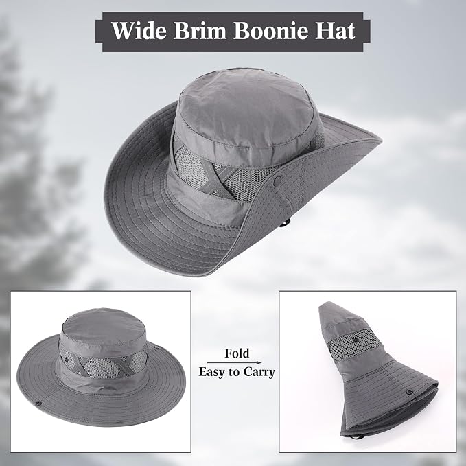 Xtinmee 10 Pcs Bucket Hat Bulk Safari Hat Wide Brim Boonie Hiking Fishing with Chin Strap for Women Men Adult Summer