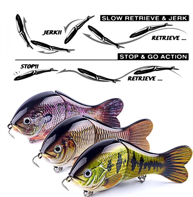 Glide Bait, Slow Sinking Swimbait, Topwater Hard Lures for Bass Catfish,Pike Perch, Freshwater or Saltwater