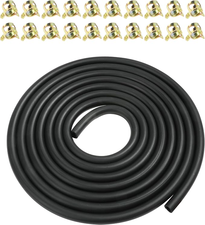 1/4 Fuel Line,Car Accessories 1/4" ID Fuel Line Hose Kit with 20Pcs 2/5" ID Hose Clamps,Automotive Replacement Powersports Fuel Lines,Suitable for Motorcycle,Mowers Tractors,Small Engines