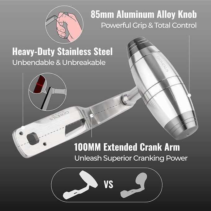GOMEXUS Power Handle Compatible for Shimano Talica Reels, Heavy Duty Big Game Fishing Reel Handle for Saltwater Trolling Tuna Marlin Swordfish, Conventional Reel Replacement Crank