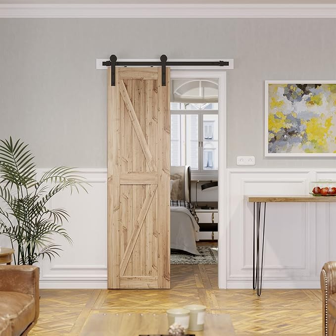 SMARTSTANDARD 4.0ft Barn Door Hardware kit, Barn Door Track, Sliding Door Hardware kit, Smoothly and Quietly -Heavy Duty Sturdy -Easy to Install, Fit 24" Wide Door Panel (I Shape Hanger)