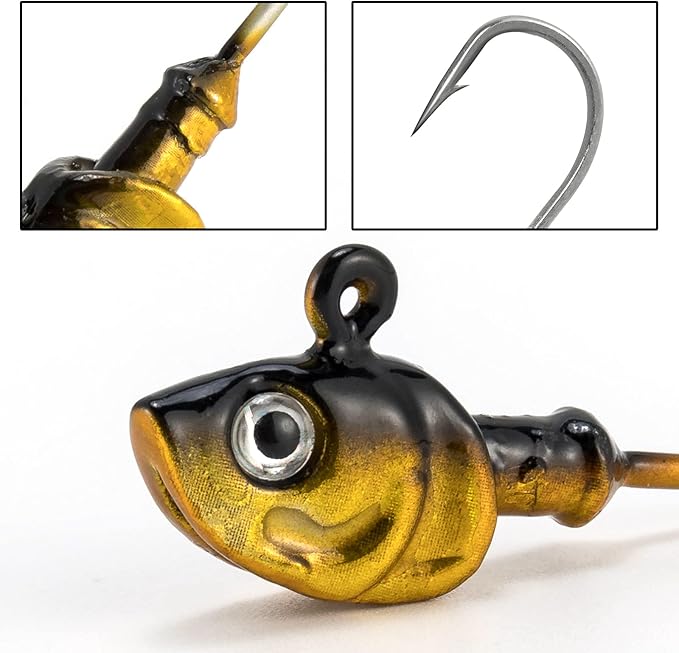 Dr.Fish 10 Pack Swimbait Jig Heads, Saltwater Fishing Jig Heads 3D Eyes High Carbon Steel Hooks Surf Fishing Lures Flounder Striper Halibut Pompano Bass