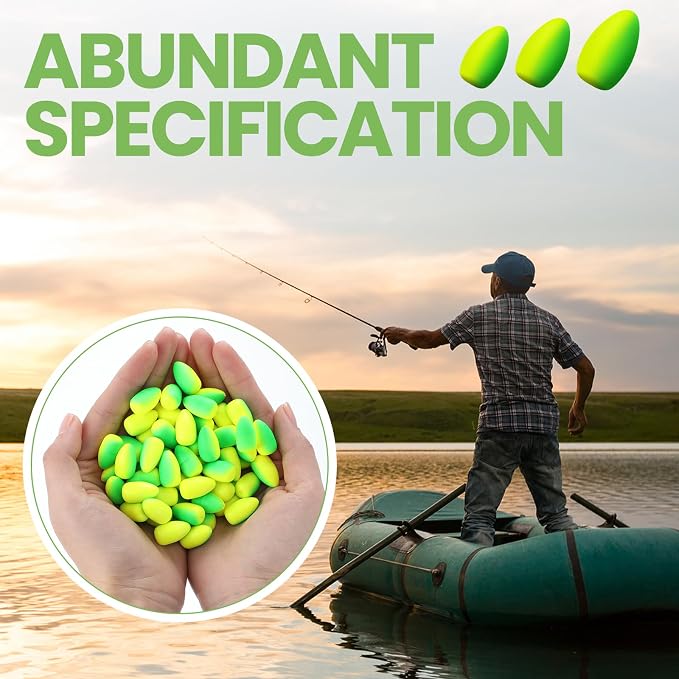 Skylety 60 Pieces Foam Floats Bullet Fishing Foam Snell Floats Pompano Rigs Oval Fly Fishing Strike Indicators for Trout Catfish Walleye