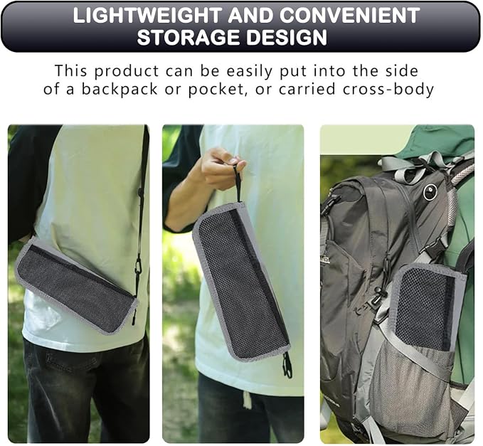 Portable Collapsible Stool, Large Camping Chair Supports 260 lbs, Adjustable Shoulder Strap Folding Stool, Ultralight Collapsible Stools with 2pcs storage bags for Hiking, Fishing, Outdoor (Gray)