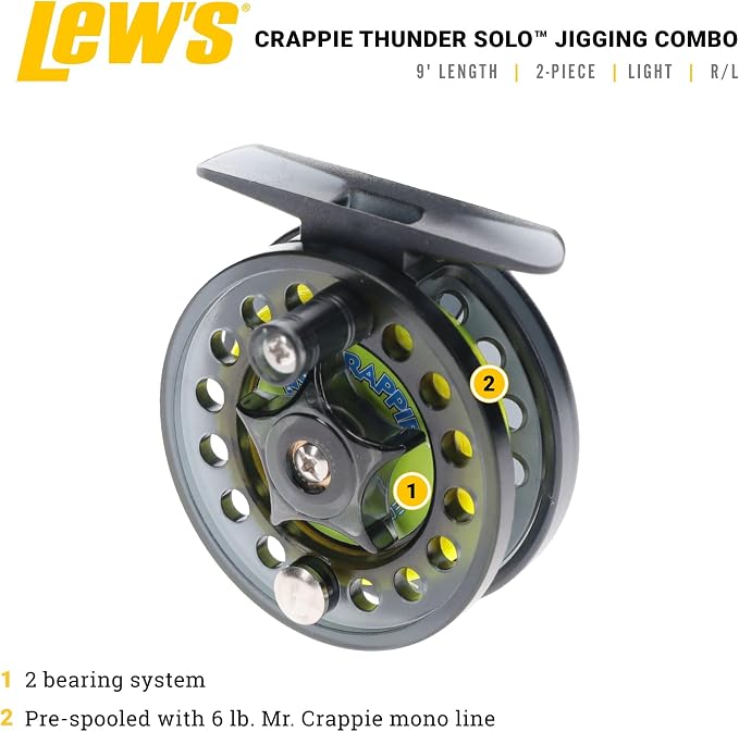 Lew's Crappie Thunder Solo Jigging Reel and Fishing Rod Combo