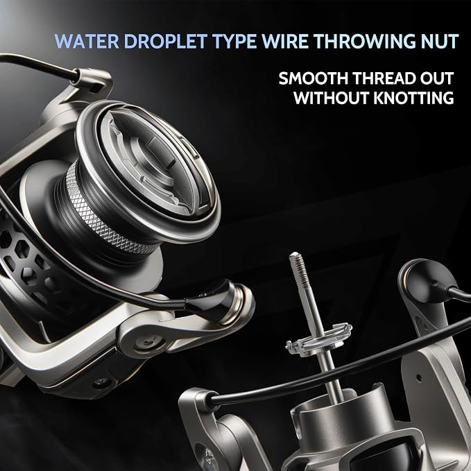 AG Spinning Reel, Freshwater and Saltwater Spinning Fishing Reels, 5+1BB, 22LBs Max Drag, 5.2 Gear Ratios, CNC Aluminum Spool & Handle