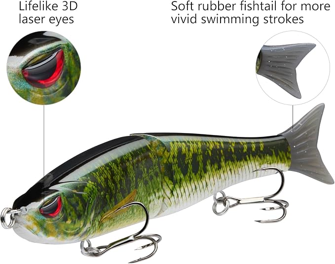 Bassdash SwimShad Glide Baits Jointed Swimbait Bass Pike Salmon Trout Muskie Fishing Lure