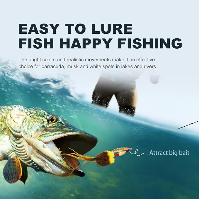 Pike Musky Walleye Fishing Lure Spinnerbait with Feathered Hooks Rooster Tail Fishing Lures Spoon Lures Baits with Tackle Box