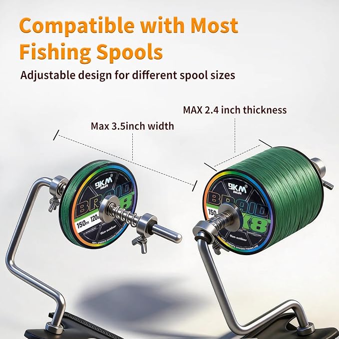 9KM DWLIFE Fishing Line Spooler Portable Fishing Line Winder Machine with Adjustable Tension Control, No Line Twist Spooling Station for Spinning Reel Baitcasting Reel Spincast Reel, Aluminum Alloy