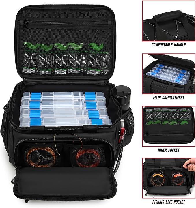 Fishing Tackle Bag, Detachable Fishing Reels Storage Pouch, Fishing Gear Organizer, Durable Angling Equipment, Featuring an Adjustable Shoulder Strap