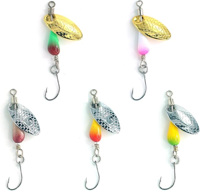 Trout Spinners - Fly Trout Fishing Lures for Bass Salmon Pike, Smallmouth Bass Lures with Brass Spinner for Lake River Fishing