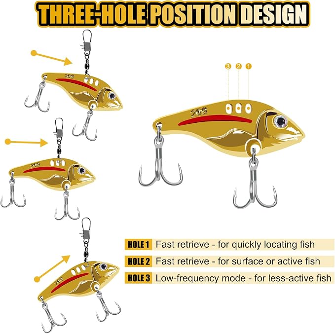 VIB Metal Lures Zinc Alloy Fishing Blade Spinner Bait with Treble Hooks Fishing Spoons Lures Pack of 5